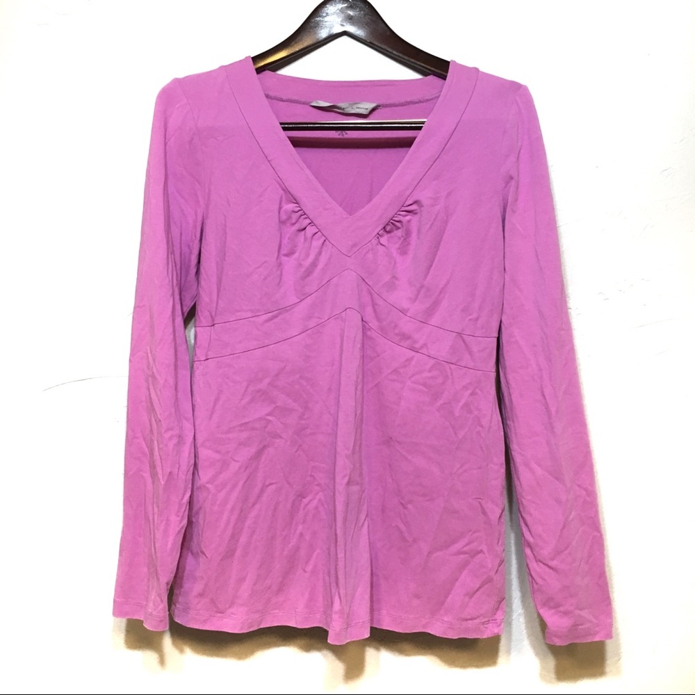 ATHLETA VNECK PINK PURPLE SENORITA LONG SLEEVE TOP